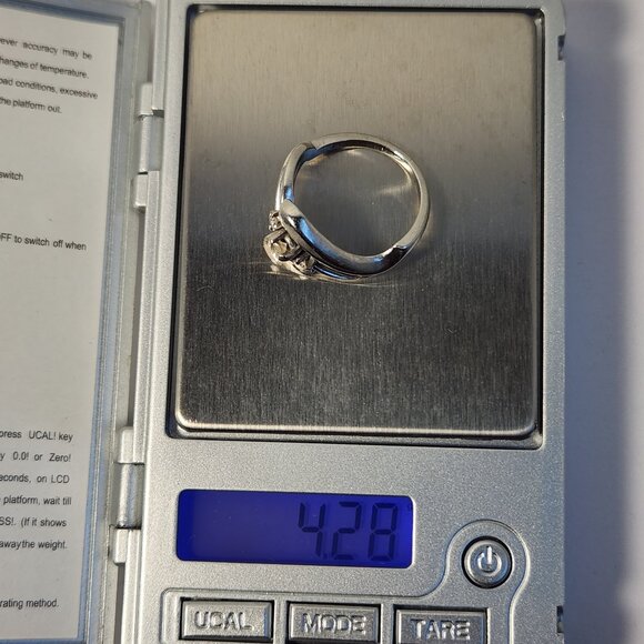 White Gold 18K Solid Natural 3 Diamond .45cts Ring Sz 5 4.28g VTG - Picture 8 of 14